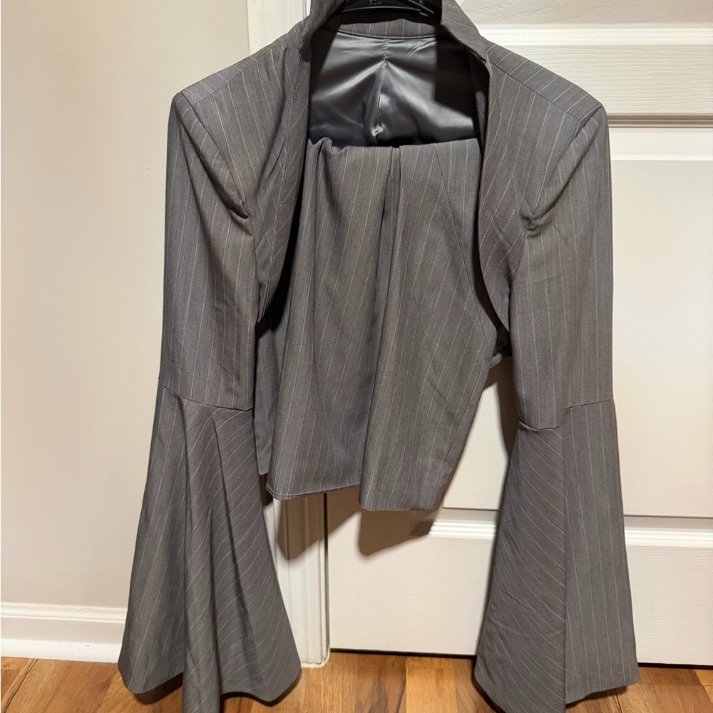 Fashion Nova Charcoal Pinstripe Blazer